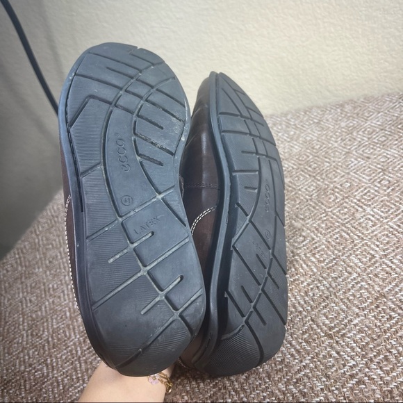 Ecco Driving Moc Men EU 41 US 8 Slip-On Loafers Brown Leather Shoes Career EUC - Picture 5 of 9